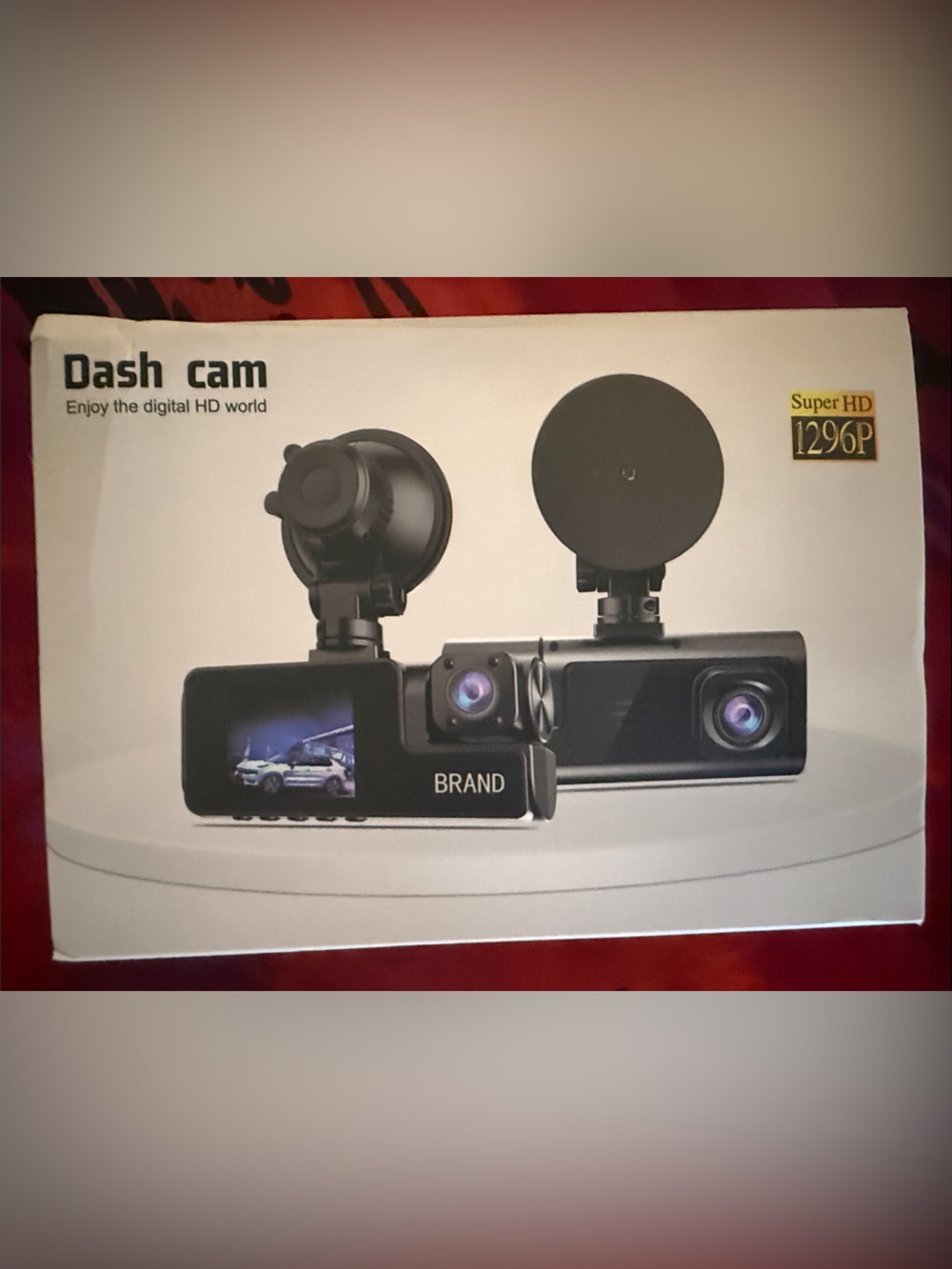 Abrand Black Dual-Lens Dash Cam with Suction Mount